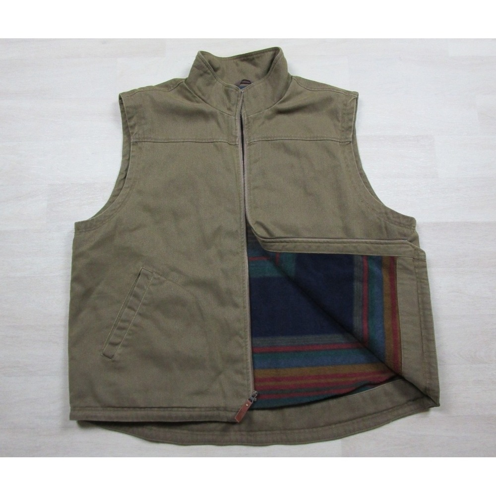 Woolrich Mens Duck Canvas Dorrington Vest (XXL) Brown Fleece Blanket Lined Heavy
